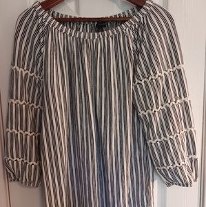 Talbots top women's size medium striped peasant blouse